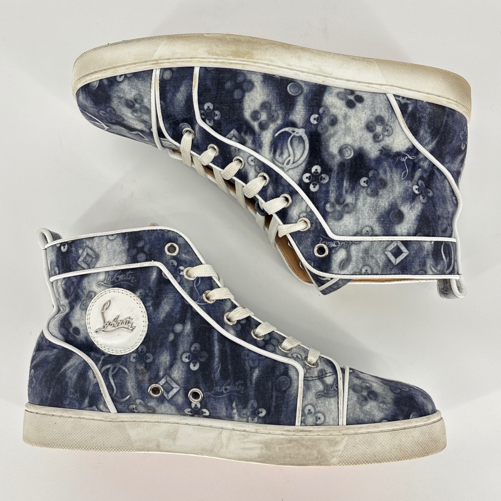 Christian Louboutin Louis Orlato High Top Sneakers Jeans Punk Tie Dye Size 40.5 - Picture 8 of 16